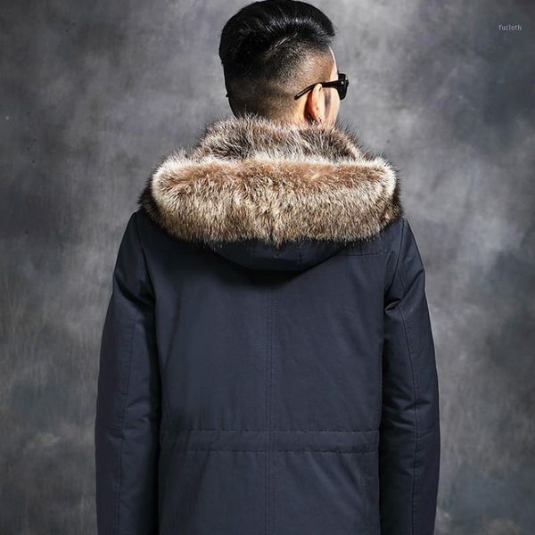 

coat natural real liner parka winter jacket men raccoon fur collar warm parkas plus size l28-2422 yy4551, Black