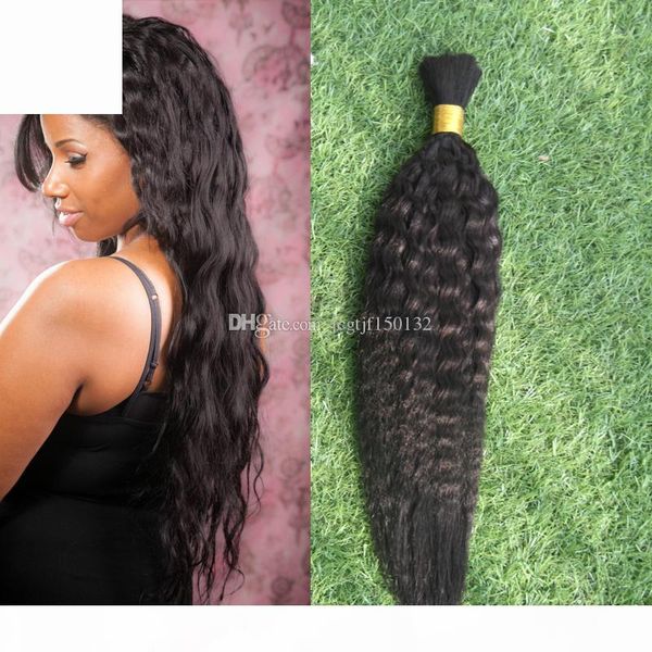 

kinky straight human hair 100g yaki human bundles bulk human hair for braiding bulk no attachment italian yaki brazilian bulk hair, Black
