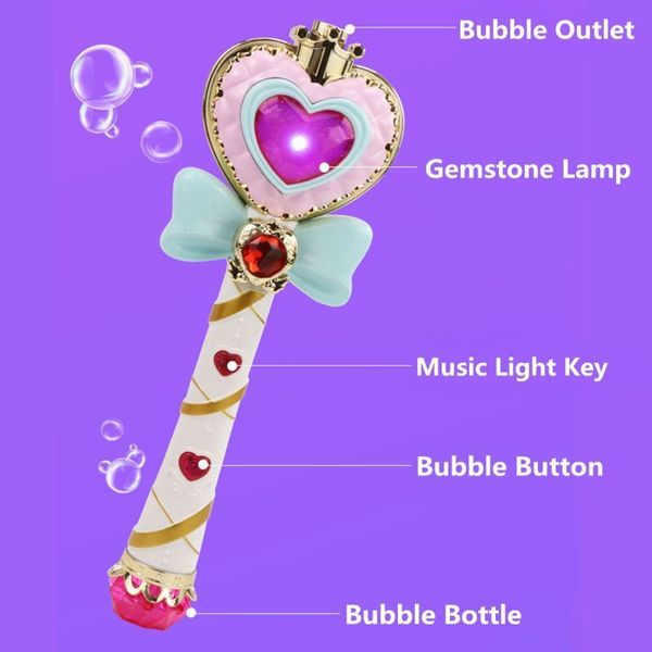 Музыкальная магическая волшебная палочка вентилятор с бутылками пузыря, 2 настроек, подарок для детей Girl LJ200908