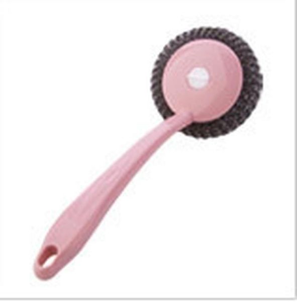 

plain long handle steel ball wash pot brush household kitchen stainless steel cleaning ball sink stove cleaning brush h jllnba