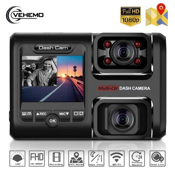 

car rear view cameras& parking sensors 2 inch dual lens dash camera dvr with infrared night vision wifi g-sensor hd 1080p front and built-in