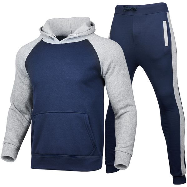 

casual tracksuit men 2 pieces sets hooded sweatshirts spring men's clothes pullover hoodies pants suit print men's hoodie y0108, Gray