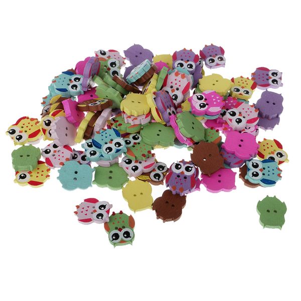 

100 pieces 2 hole cartoon owl wooden buttons sewing scrapbooking clothing decoration