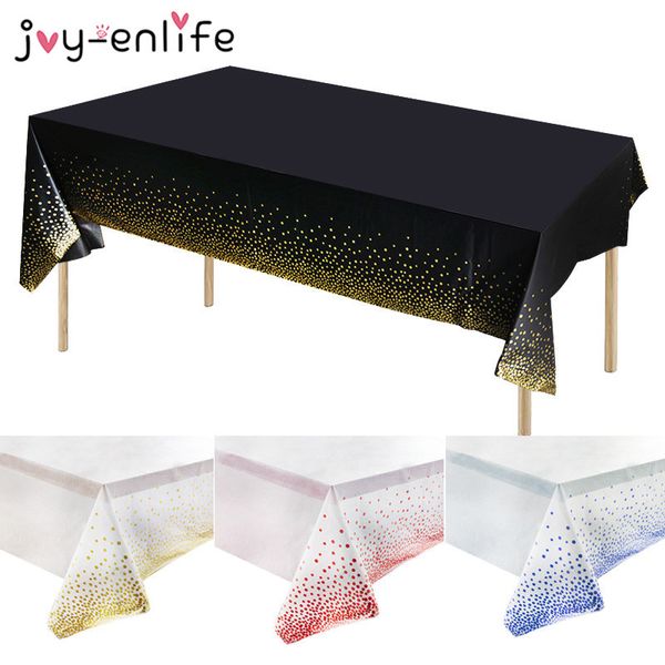 

137x274cm dot bronzing disposable rose gold plastic tablecloth kids birthday party baby shower wedding decor