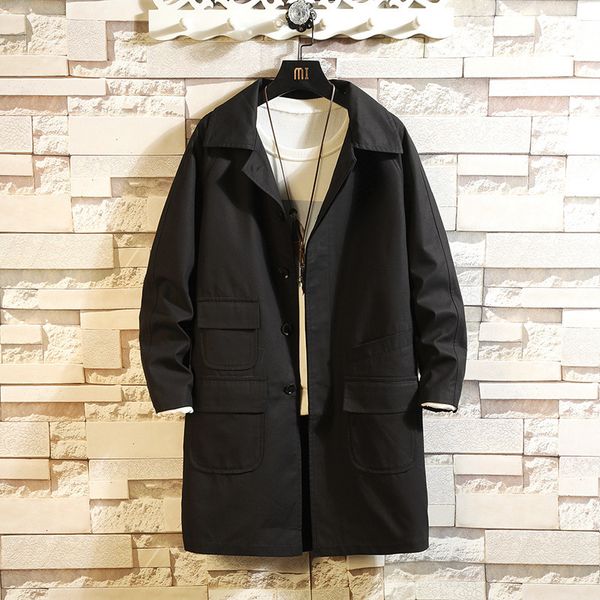 

new bri wall men's fro coat bule fashion leisure long windbreaker in autumn of 2019, Tan;black