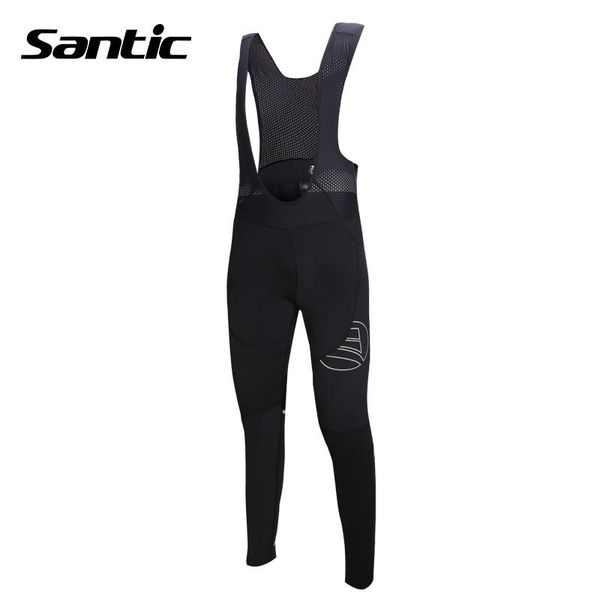 

santic spring autumn cycling pants men quick dry downhill bicycle bib long pants 4d coolmax padded road mountain bike, Black;blue