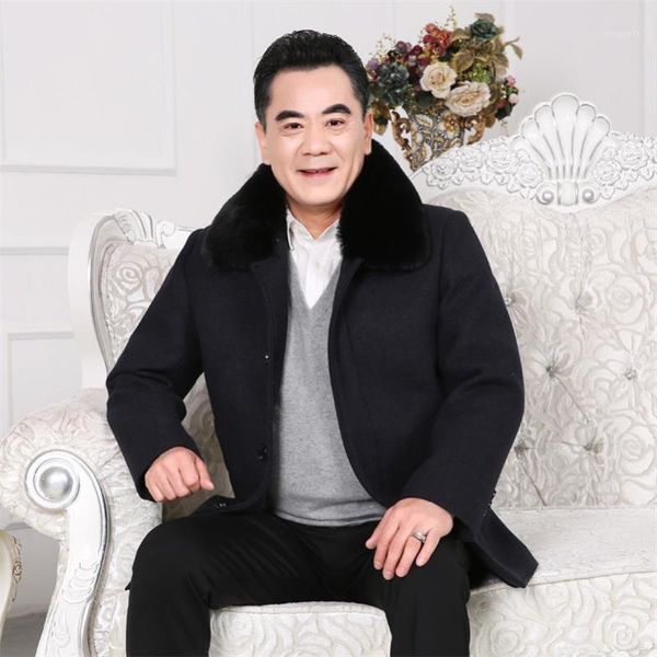 

winter wool coat men sections thick warm woolen coats mens casual jacket casaco masculino palto peacoat overcoat1, Black