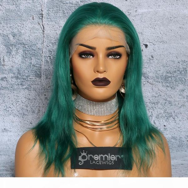 

8a full lace human hair wigs brazilian virgin hairs green color straight 130% density natural hairline with baby hair, Black;brown