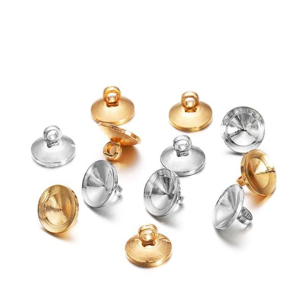 

50pcs/lot material copper beads cap fit glass wishing bottle pendant caps connectors for diy jewelry making handmade wmttkl, Silver
