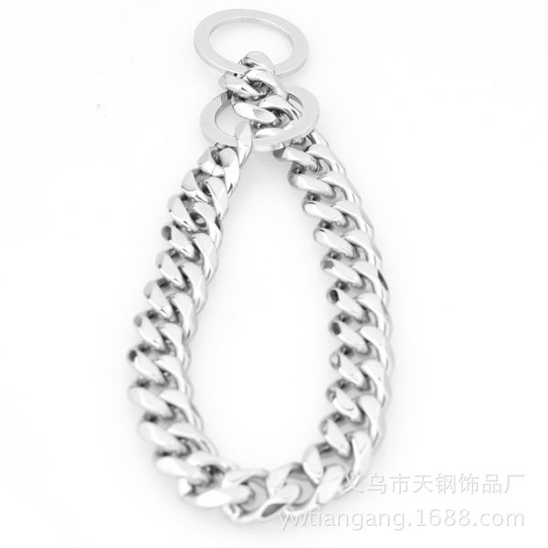 

luxury 15mm new in europe and america titanium steel stainless steel chain pet supplies dog leash dog harness large dog leash fashi, Golden;silver