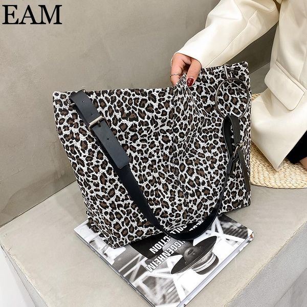 

eam] large capacity canvas leather shoulder bags women's leopard handbags and purses 2020 women trending hand bag 8a100