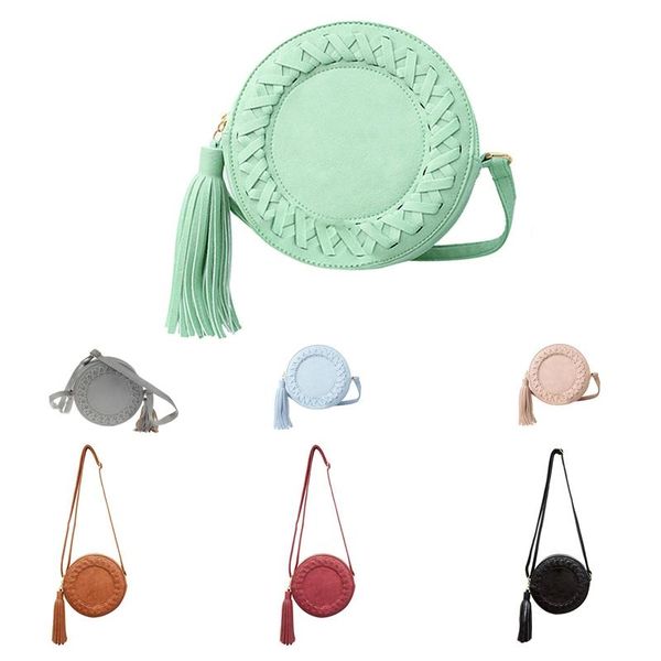

new fashion women bag tassel round weave crossbody bag messenger ladies cute roll shoulder