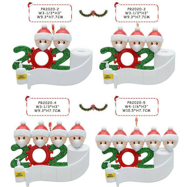 

new2020 new year quarantine xmas christmas party home decoration gift santa claus with mask personalized hanging resin ornament