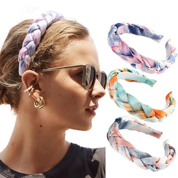 

hair accessories tie-dying twist hiarband women hoop weaved multicolor girls head female