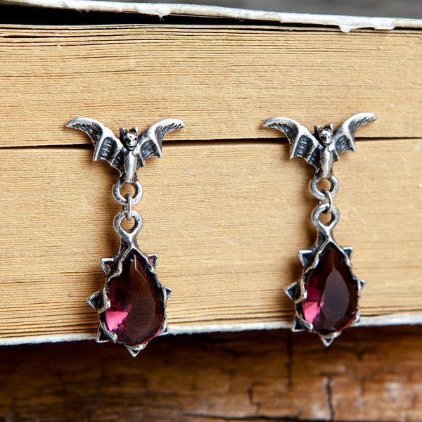 

bat crystal dangle earrings 925 sterling silver vintage drop earrings for women fashion punk jewelry valentine gifts1