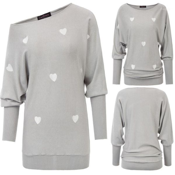 

autumn women's knitwear long batwing sleeve off shoulder embroidery pullover sweater loose casual knit jumper1, White;black