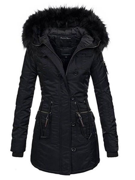 

2021 new parkas female women winter coat thickening cotton winter jacket womensoutwear parkas for women winter t200814, Black