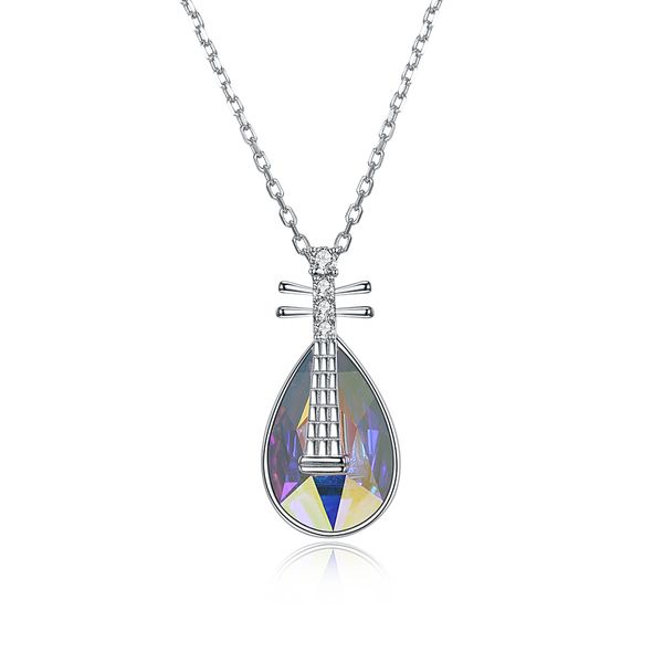 

zemior s925 sterling silver classical pipa modelling pendant necklace irregular austria crystal women fall cute fine jewelry q0531