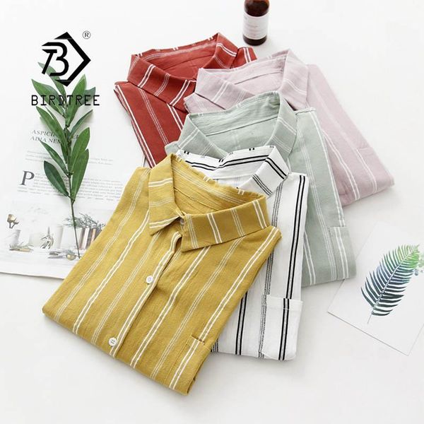 

summer new women vintage striped stylish print shirt long sleeve loose chiffon blouse casual feminina blusa t06608r1, White