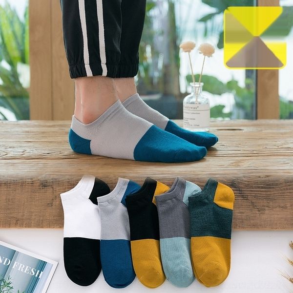 

sp2lk men's summer new cotton leisure splicing socksboat sweat absorbing and breathable boat sockssocks and thin socks zp7iv, Black