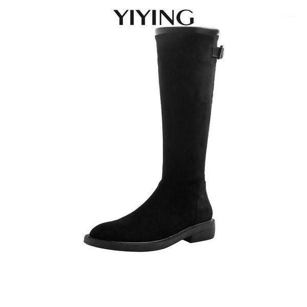 

2020 new knee high boots for women casual flats square toe zipper shoes winter warm boots fashion flock party footwear female1, Black