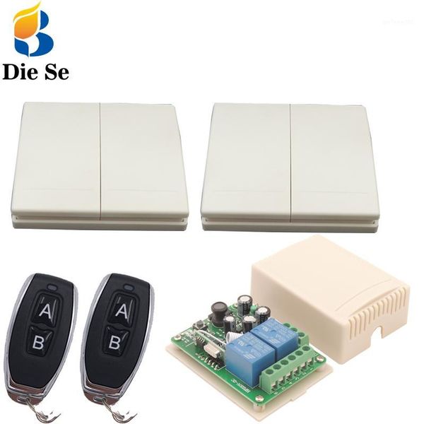 

remote controlers ac85~250v 10a 2ch control switch wireless relay receiver 2 button for light bulb lamp wall panel1