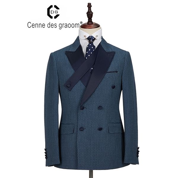 Cenne Des Graoom New Men Suit Costume Blazer Pantaloni Due pezzi Doppio petto Slim Fit Wedding Party Groom Tuxedo DG-Ai 201106