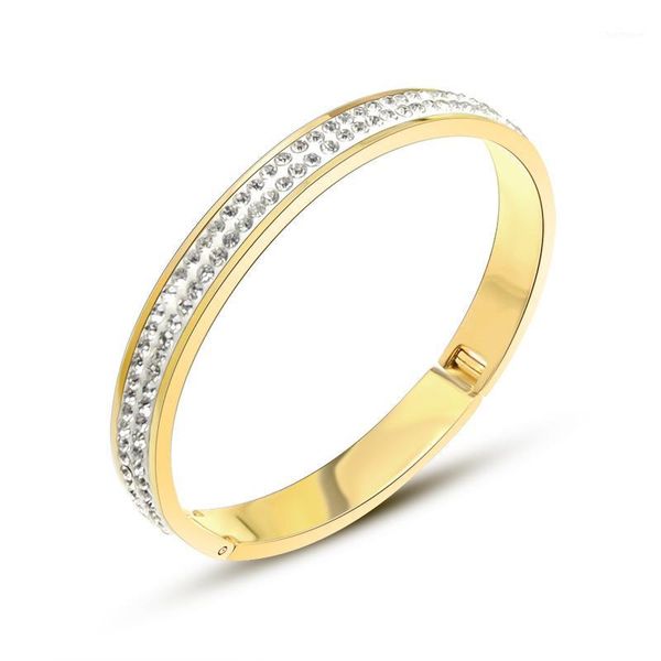 

full crystal stainless steel fashion jewelry white gold color zircon bracelet bangle for women wedding gift1, Black