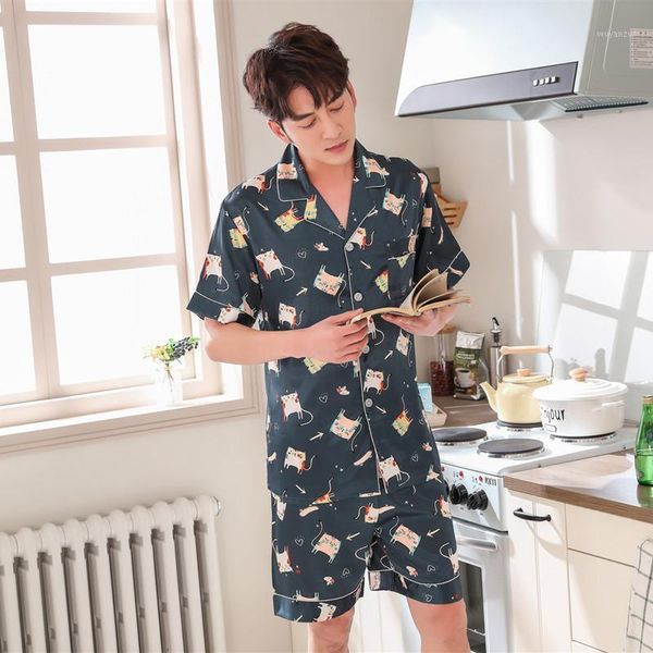 

silk satin pajamas sets fashion sleepwear suit soft short sleeve homewear shorts two piece loungewear pajama1, Black;brown
