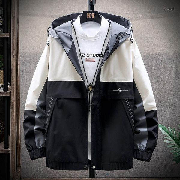 

hooded flight jacket men social reflective pullover windbreaker tracksuit fashion hip hop jackets coats slim streetwear ee9jk1, Black;brown