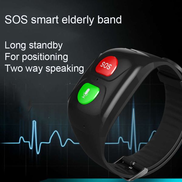 

sos button - smart watch for the elderly, emergency wristband with heart rate and blood prsure control, gps, wifi, waterproof, sos, ip67