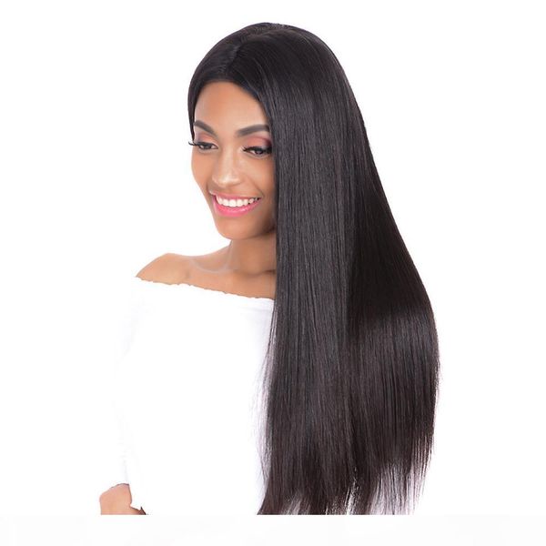 

perstar straight lace front human hair wigs pre plucked with baby hair glueless lace front wigs bleached knots brazilian virgin hair, Black;brown