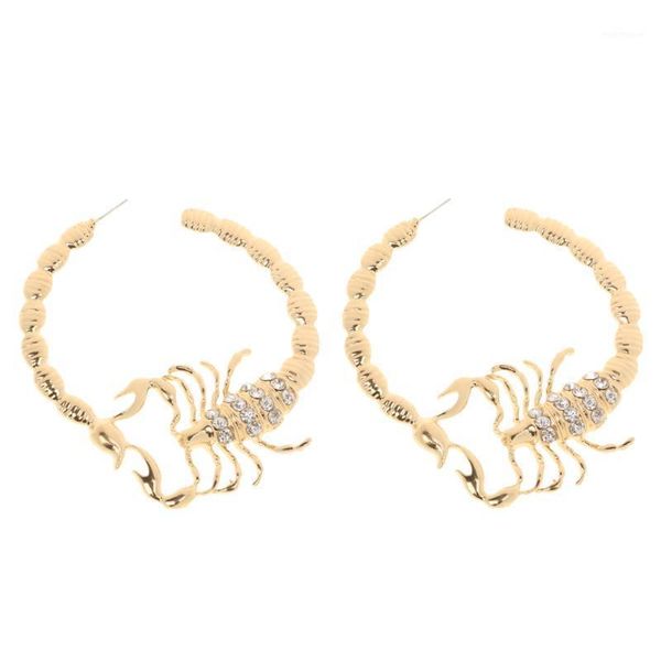 

dangle & chandelier huggie scorpion stripe crystal bamboo hoop hip hop gold circle ear earrings1, Silver
