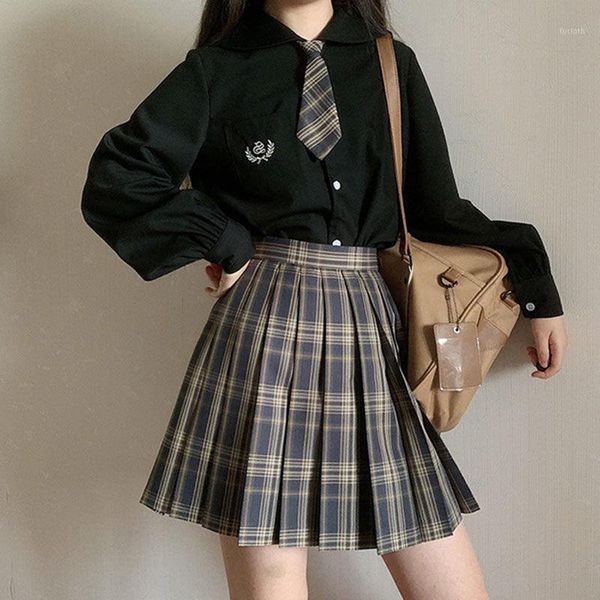 

harajuku women blouses punk streetwear black casual gothic blouse student long sleeve loose turn down collar shirt tee 20201, White