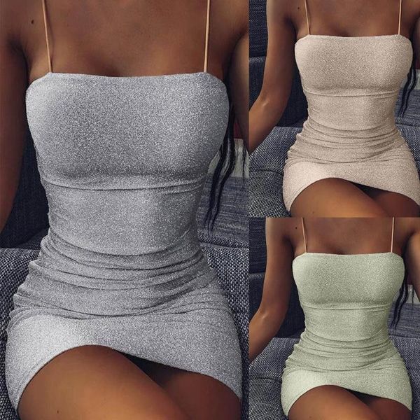 

fashion women solid dress sequins camisole sleeveless strapless solid tight mini dress party night club vestidos, Black;gray