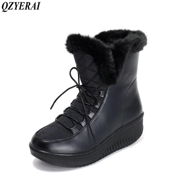 

qzyerai european winter warm snow boots flat-bottomed boots suitable for -40 winter very warm, Black