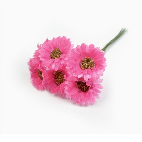 

6pcs/lot mini silk daisy artificial flower bouquet wedding home decoration handmade bridal wreath gift fake flower scra jllpbc