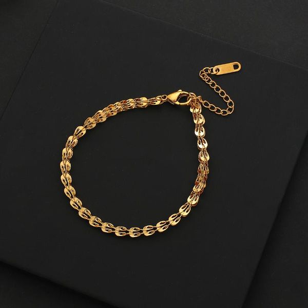 

allyes gold plated stainless steel chain bracelets for women adjustable twist rope bracelets party wedding jewelry couple gifts, Golden;silver