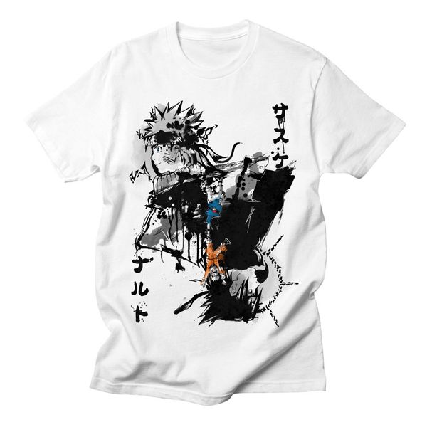 

спорт наруто team 7 tshirt мужчины смешной печать высокого качества удобная дышащая графический anime вскользь streetwear хлопок мужская оде