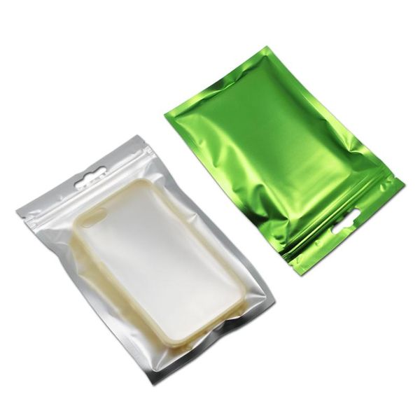 

200pcs colorful matte clear front aluminum foil zip lock storage bags with hang hole mylar foil self seal zipper packagi wmtieq