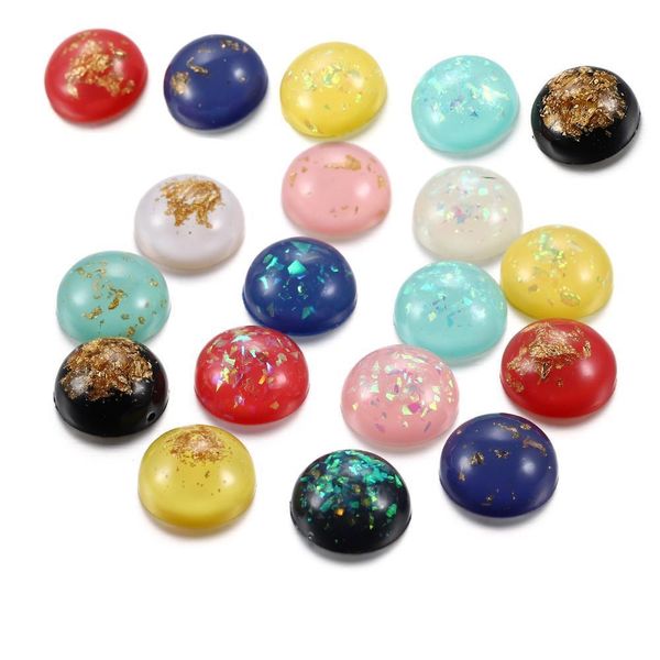 

20pcs/lot 12mm gold leaf resin cabochons mixed colors round cabochon diy for jewelry making finding supplies accessories pendant q bbypge, Black