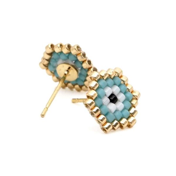 

go2boho stud earrings for women miyuki evil eye stud earrings bohemia statement earring evil eye jewelry 2020 new handmade gift, Golden;silver