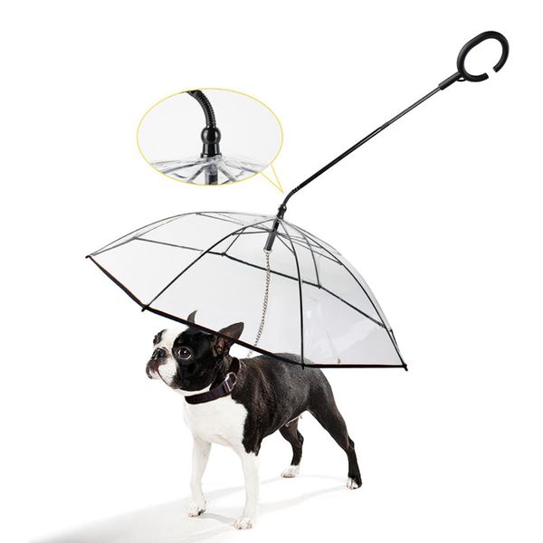 Dia chuvoso de cães Cão de passeio Corda transparente guarda-chuva de animais de estimação C-shaped c-shaped suprimentos ajustáveis