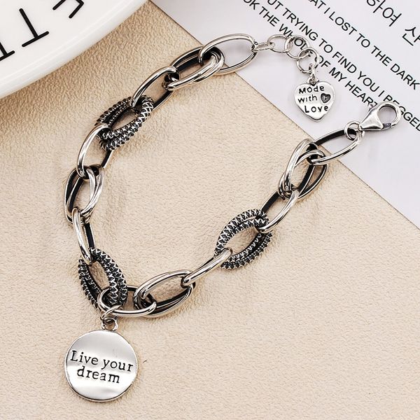 

мечта сбылась круглый кулон braceletbracelet braceletbrand кулон 925 стерлингового серебра корейский браслет моды девушка онлайн красный жит, Golden;silver