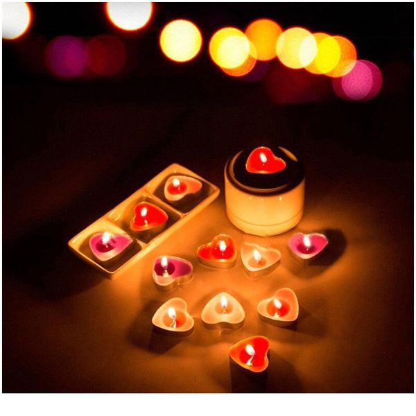 

50 pcs valentine's day heart candle smokeless scented tea light creative decor wax party wedding 2019 handmade shape p jlligb