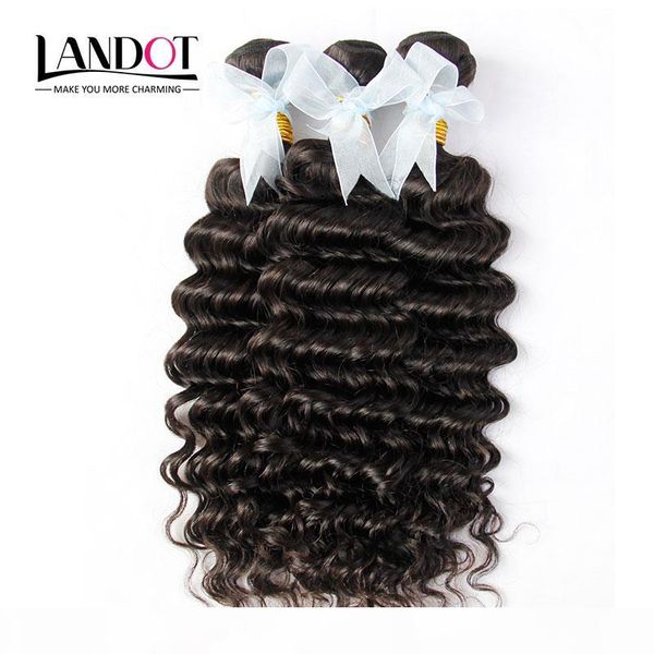 

4pcs lot 8-30inch indian virgin hair deep wave grade 6a unprocessed indian curly remy human hair weave natural color extensions double wefts, Black