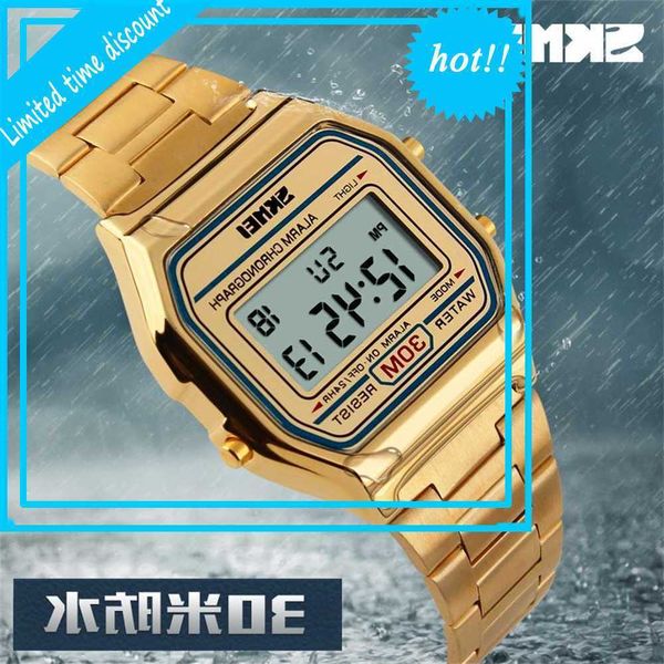

time beauty business waterproof electronic fashion personality men's steel belt lightweight watch, Slivery;brown