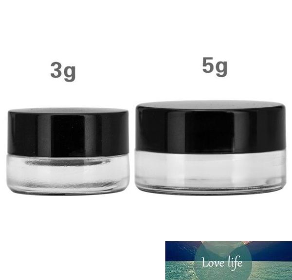 Vaso di vetro antiaderente per uso alimentare da 3 ml 5 ml Contenitore in vetro temperato Contenitore per erbe secche con contenitore per cera Dab con coperchio nero SN994