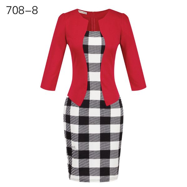 

2021 new retro womens faux autumn jacket a piece contrast shreds use to work desk business sheath dress fy220 44y8, Black;gray