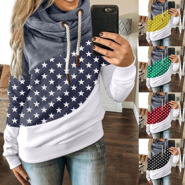 

hoodies women personality winter clothes women hoodie loose casual stars contrast long sleeve sweatshirt sudadera mujer1, Black